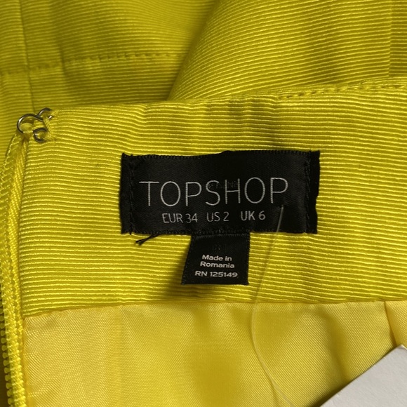 NWT Top Shop Neon Yellow Skirt Size 2 - Picture 3 of 6